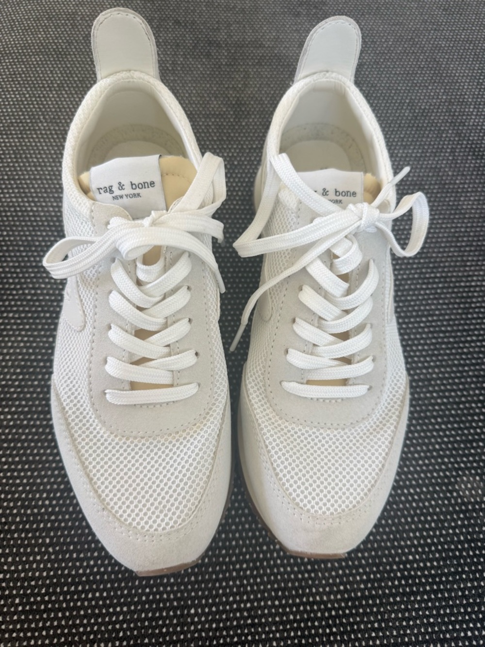 rag & bone White Mesh and Suede Low-Top Sneakers